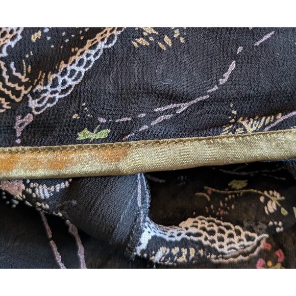 VTG Orvis A-Line Skirt Size XL Black Red White Floral Sheer Flowy Dressy Career - Picture 9 of 9